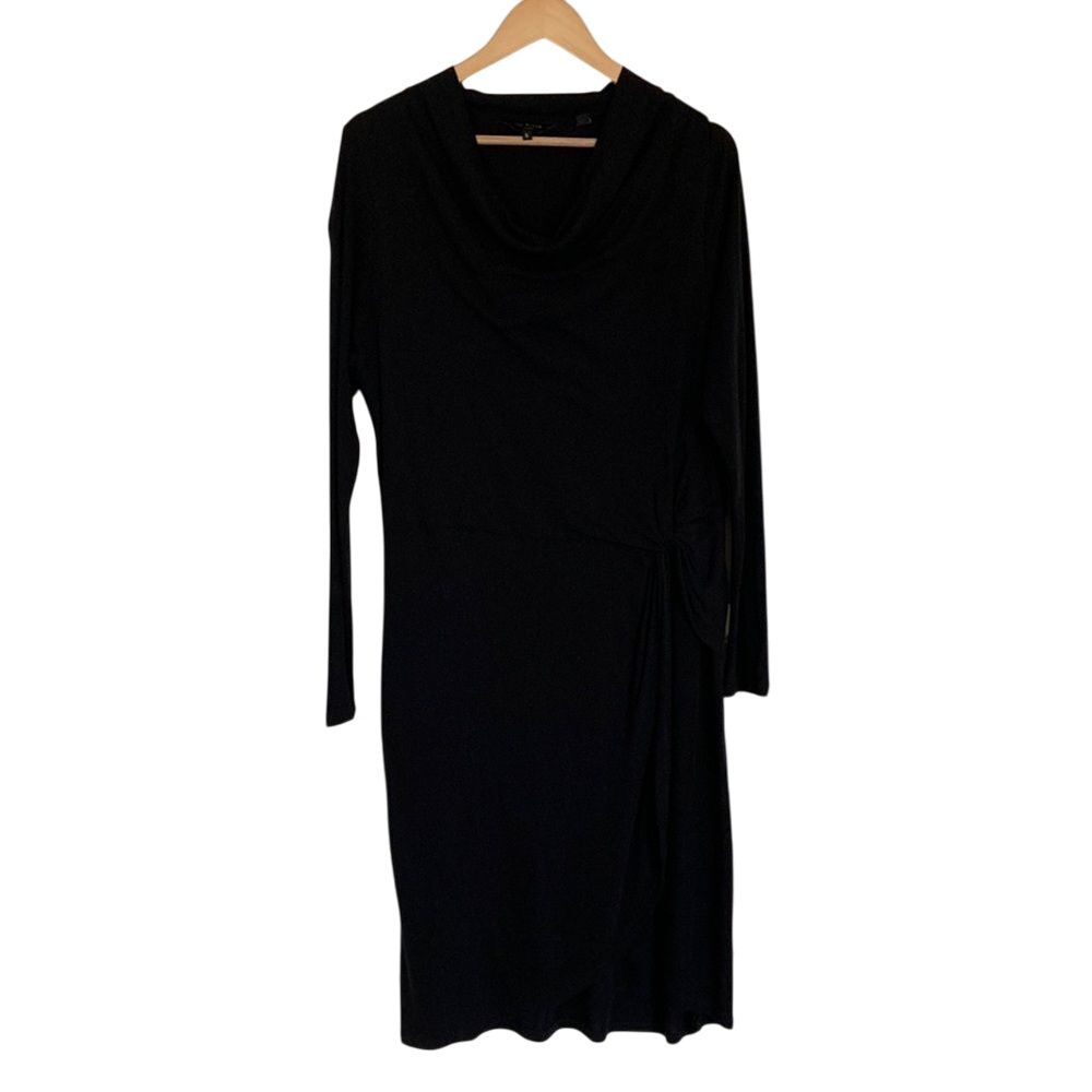 Ted Baker Neyda Faux Wrap Dress‎ Womens 10 Black Draped Jersey